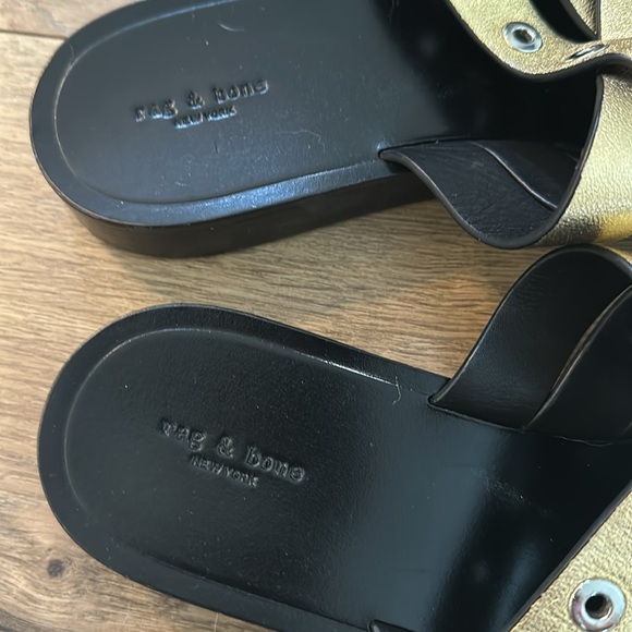 Rag & Bone Gold Sandals with Wooden Heel - Picture 3 of 6